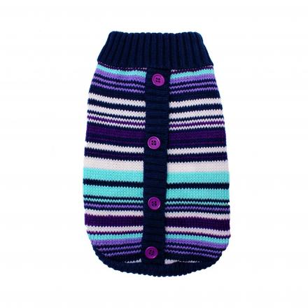 Knitted Dog Sweater - Purple Striped