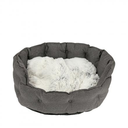 Classy Memory Foam Round Dog Bed Grey