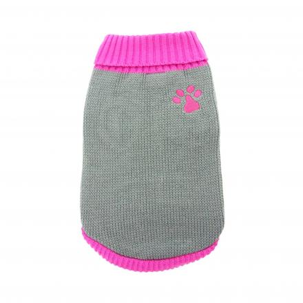 Knitted Dog Sweater - Pink Paw