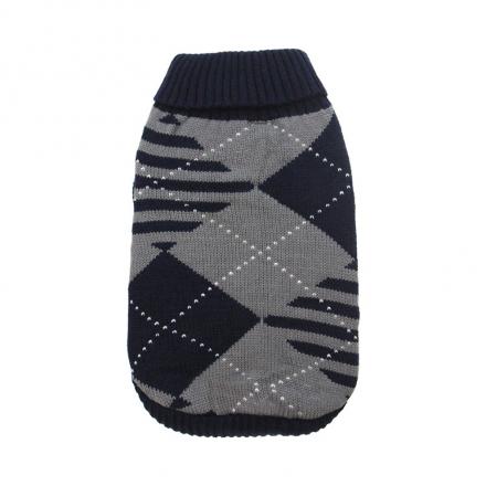 Knitted Dog Sweater - Grey Diamond
